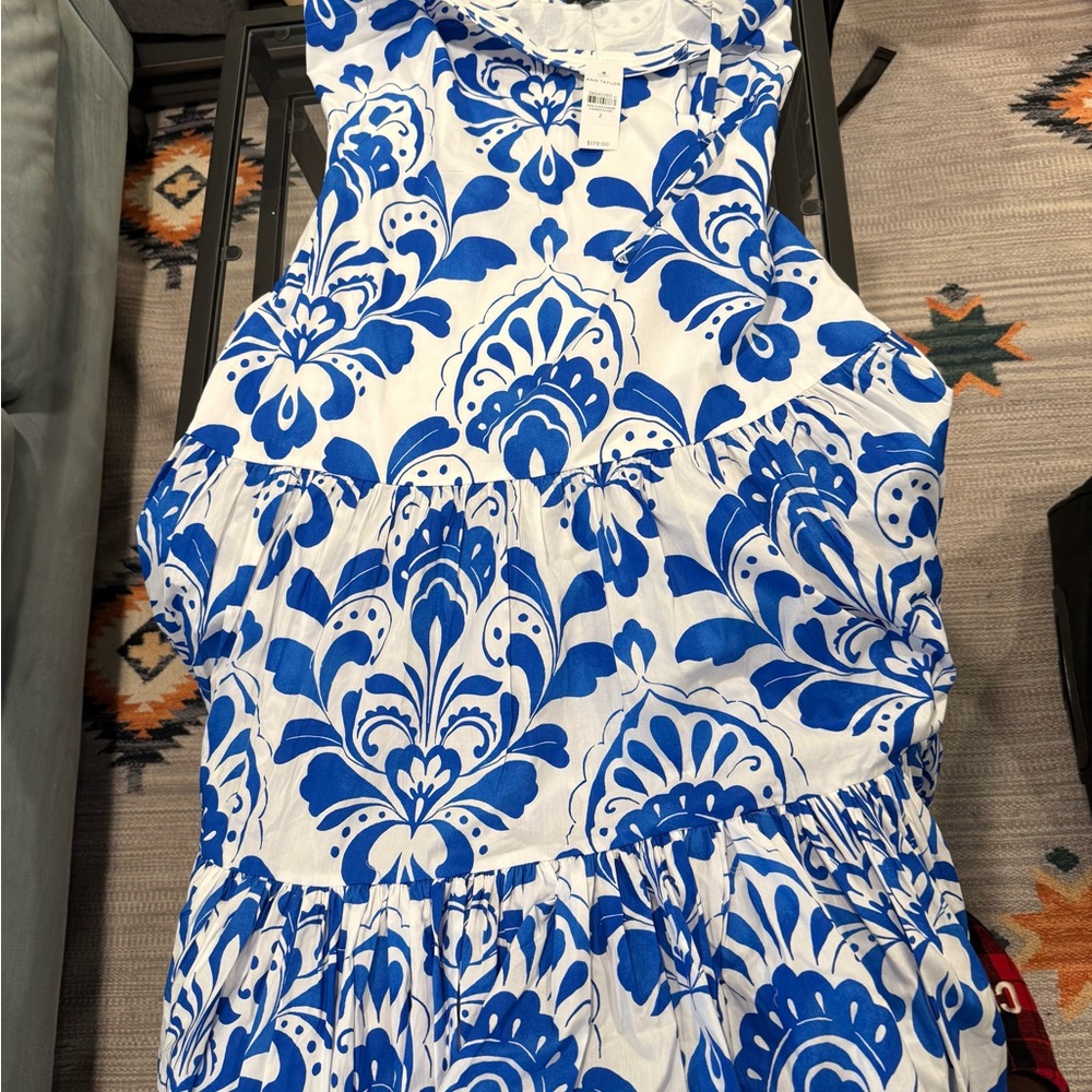 Ann Taylor Blue Midi Dress with Elegant Design